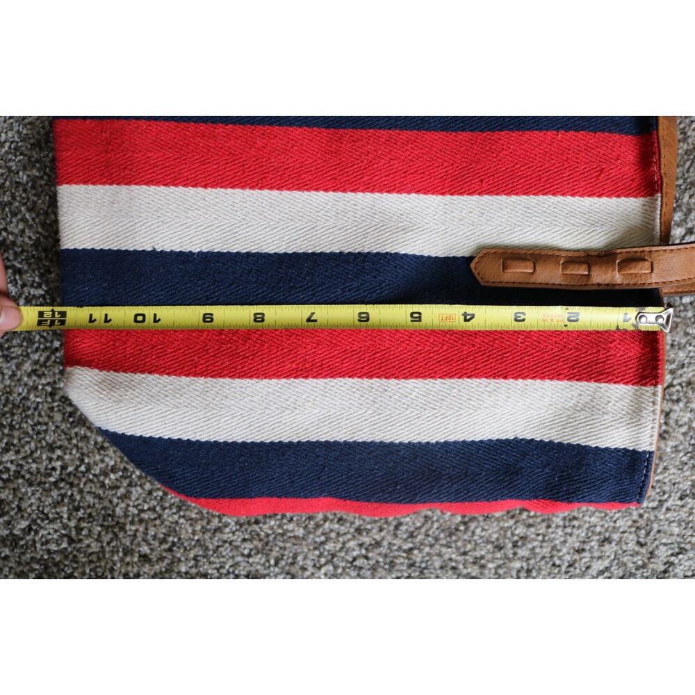 BUENO Red White Blue Leather Tote Bag Purse - Picture 9 of 10